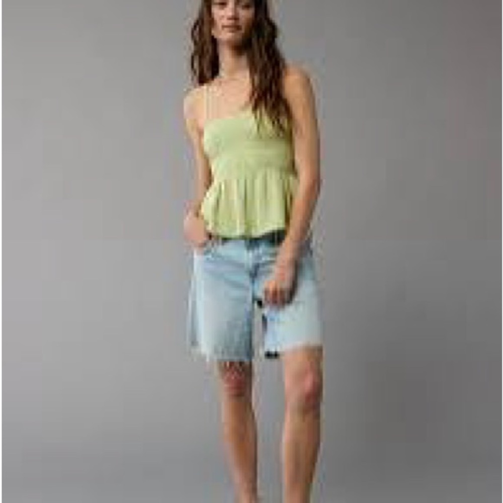 American Eagle Outfitters Lime Green Camisole Peplum Top